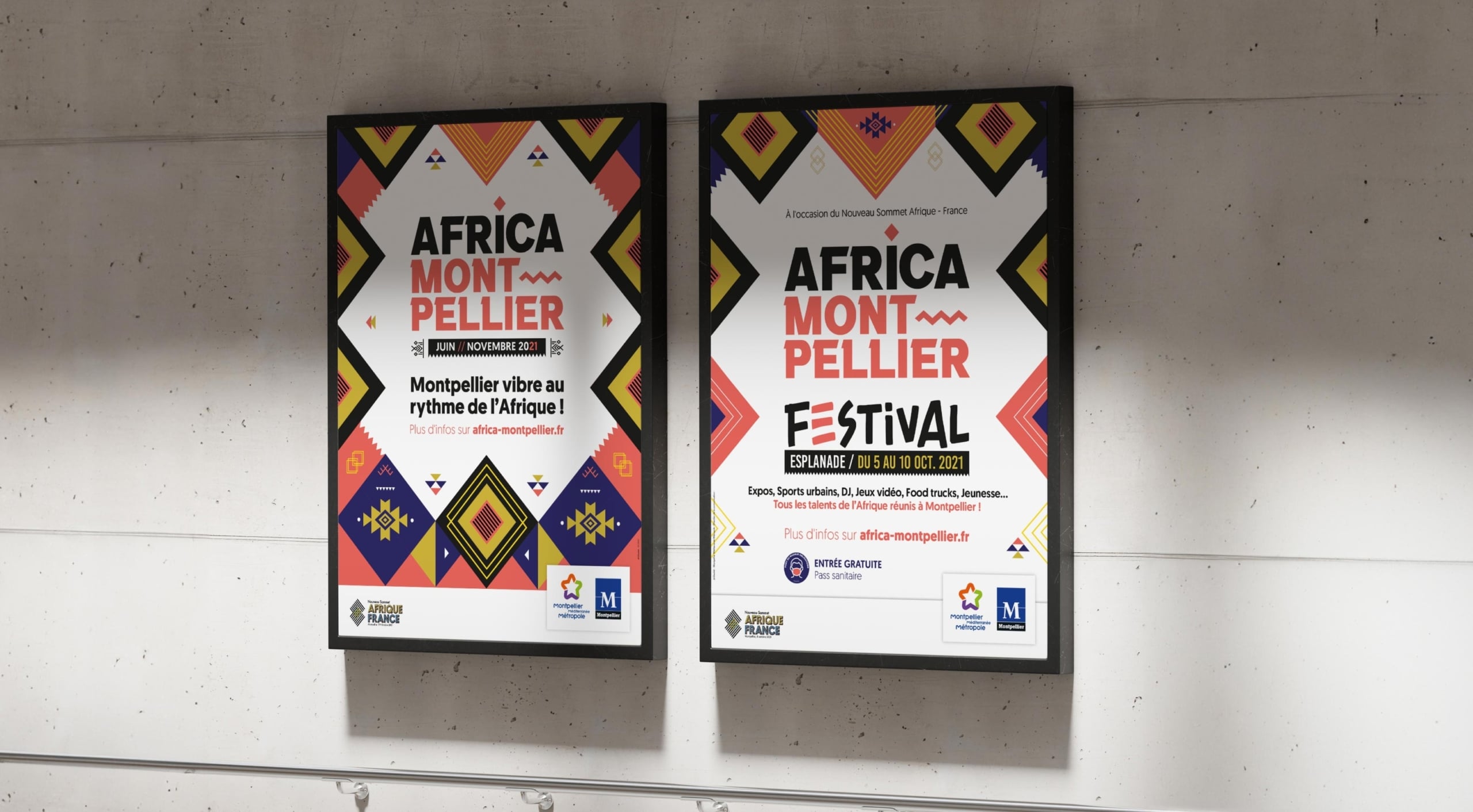 Affichage réalisée par l'agence de communication Les Dissidents dans le cadre du festival Africa Montpellier pour le client Montpellier Méditerranée Métropole