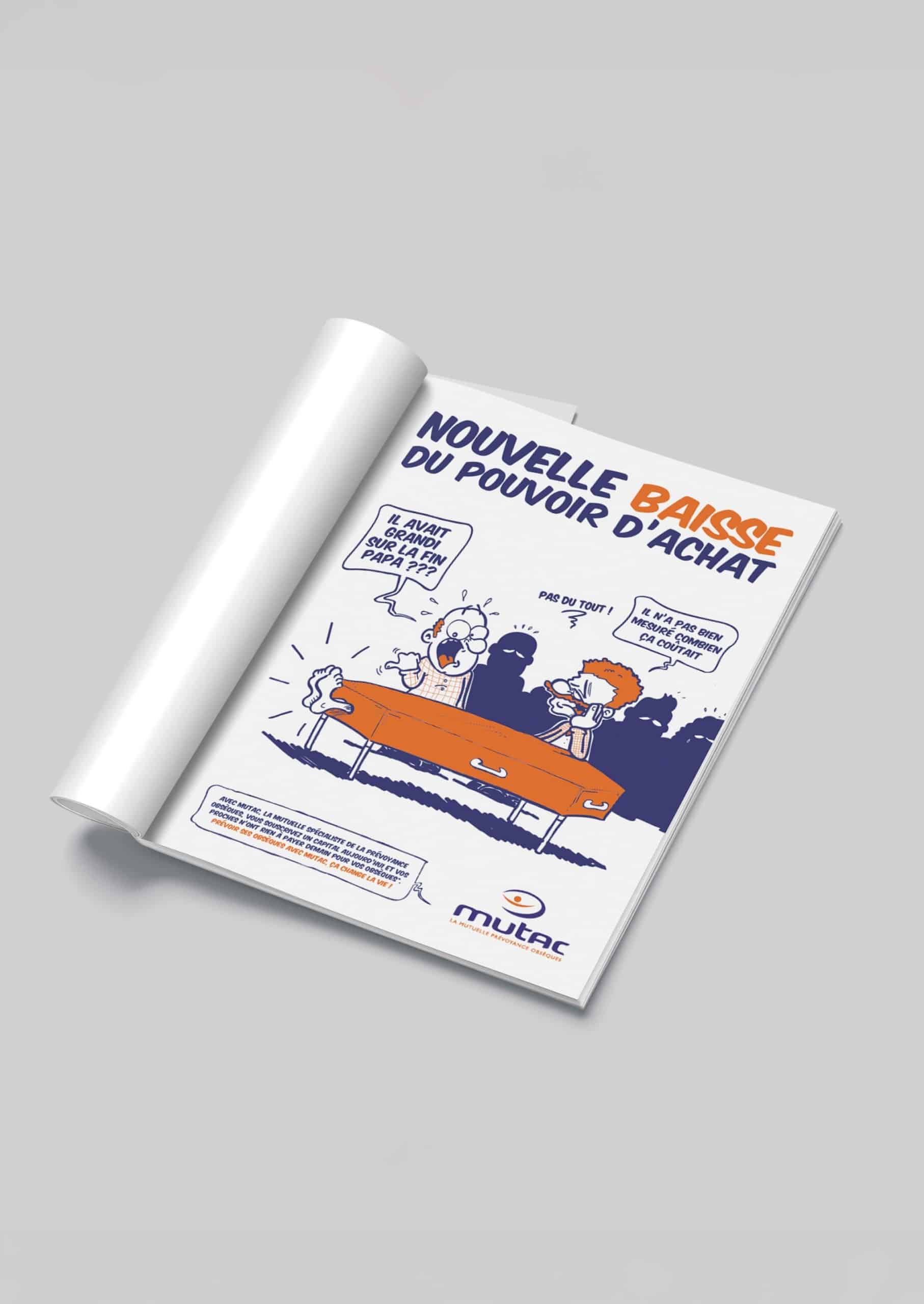 Affiche et annonce presse réalisée pour Mutac, par l'agence conseil en communication Les Dissidents