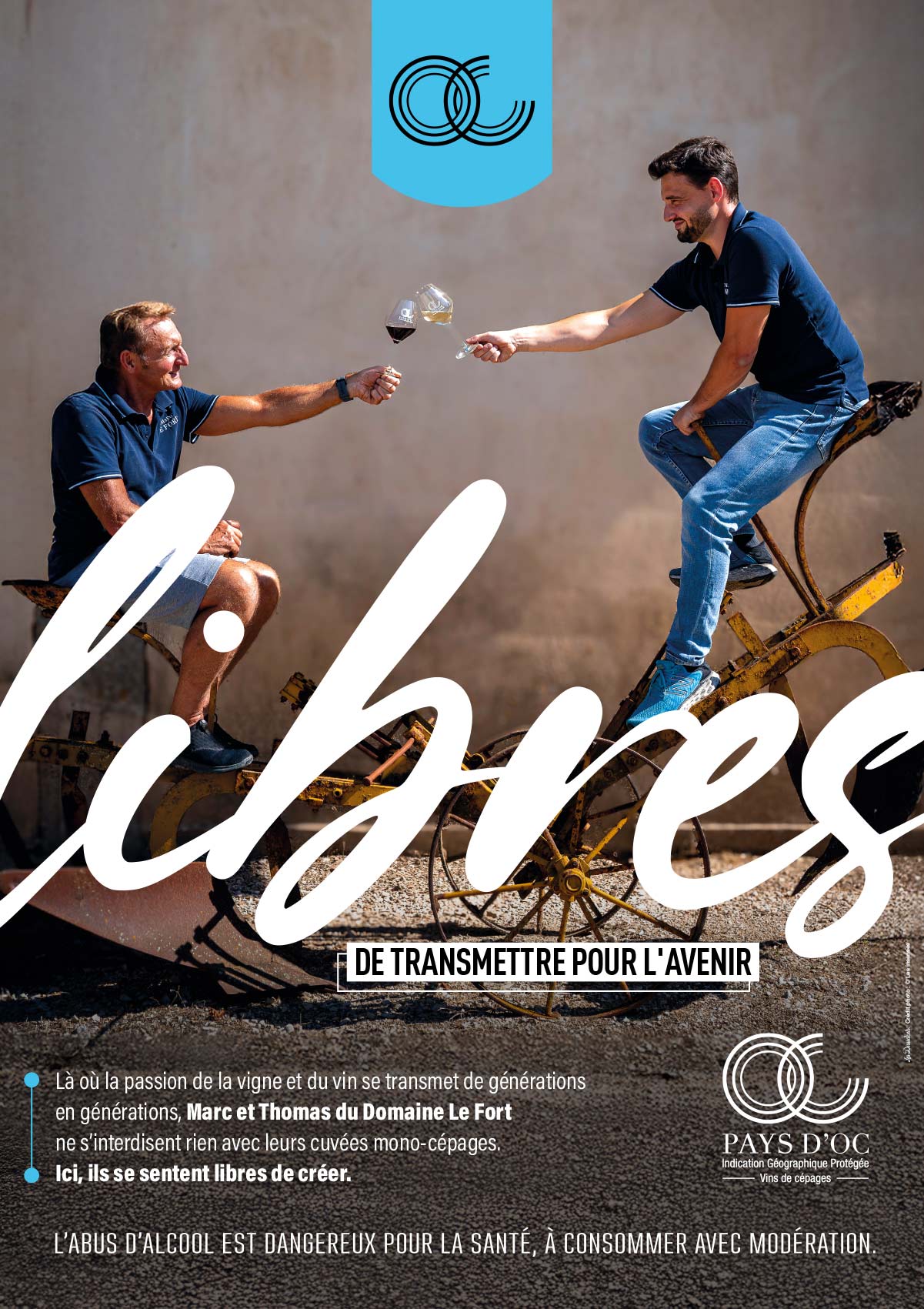 Affiche pour transmettre pour l'avenir, réalisée par l'agence conseil en communication Les Dissidents, dans le cadre de la campagne Libres pour Pays d'Oc IGP