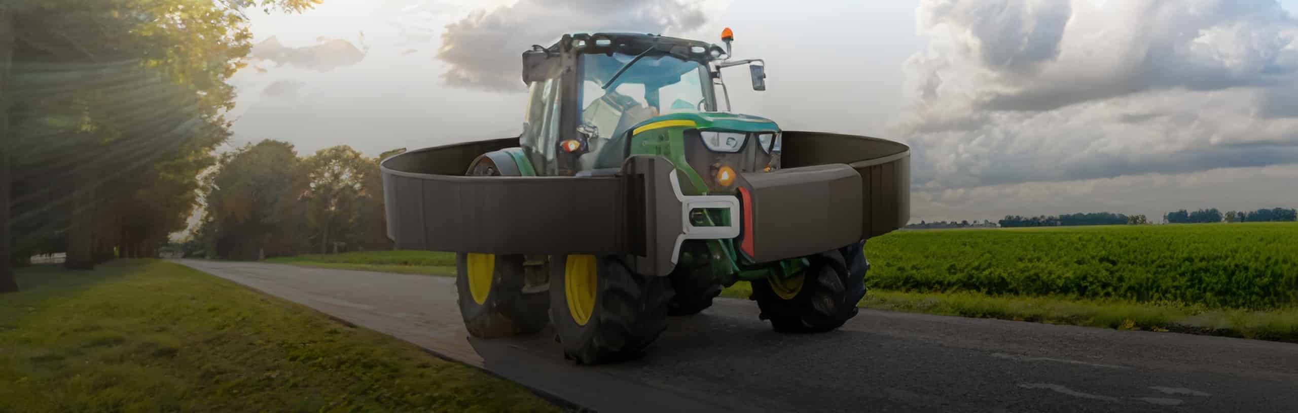 Tracteur portant une ceinture de sécurité pour protéger les agriculteurs de la MSA, par le pôle MIND by Les Dissidents