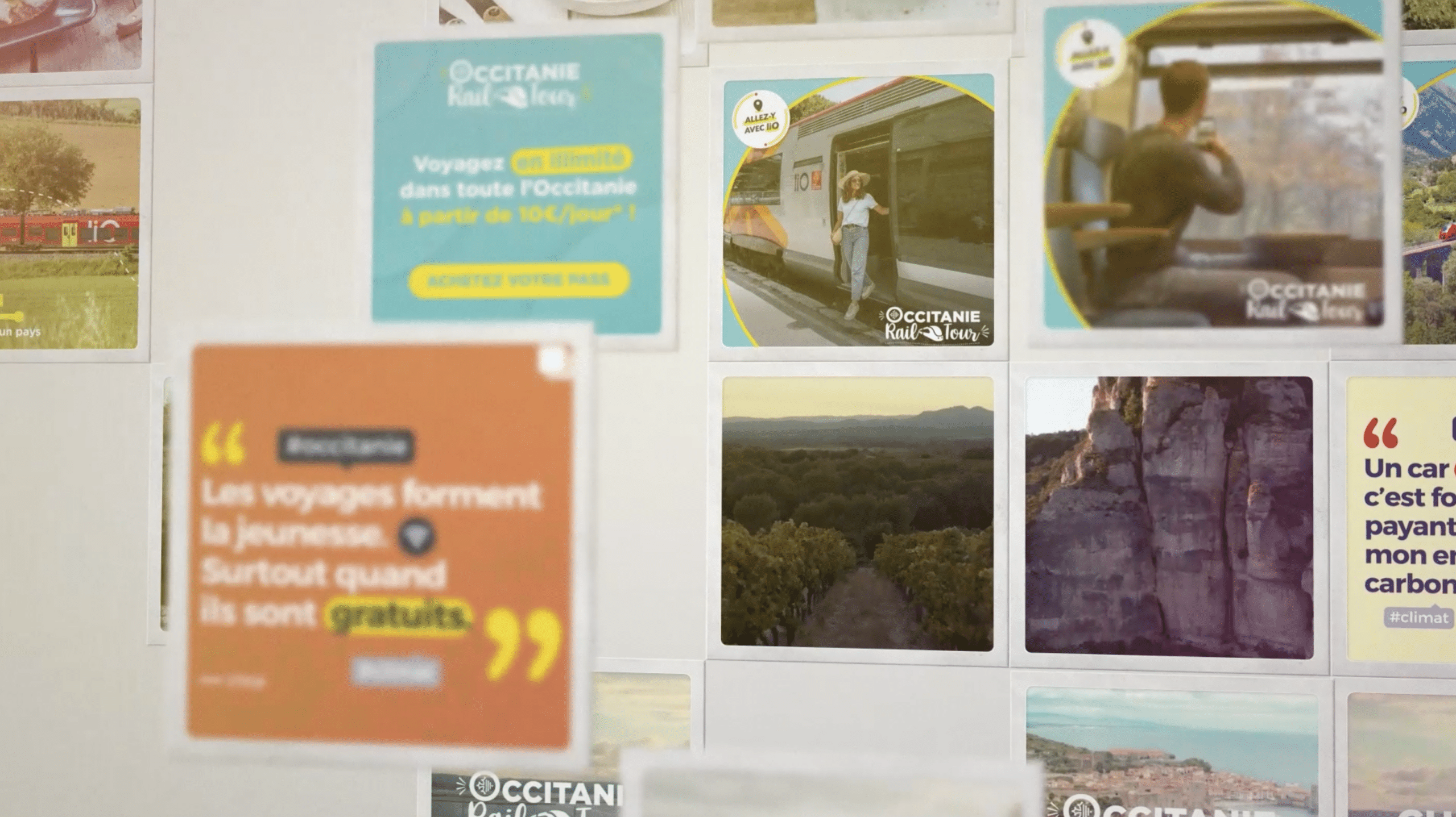 Posts publiés sur les réseaux sociaux du client CRTL Occitanie, réalisés par l'agence Les Dissidents