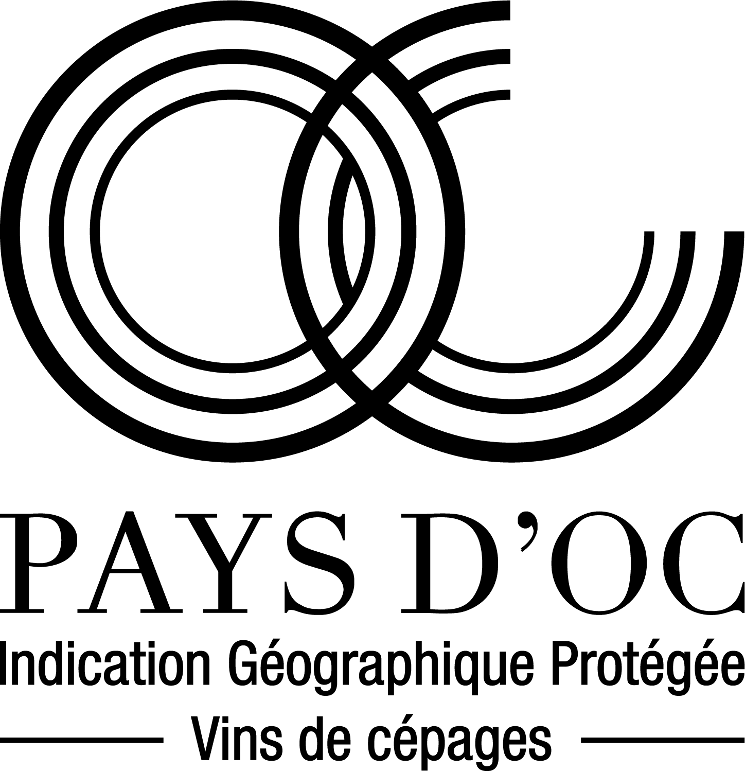 Logo Pays d'Oc IGP, label viticole, client de l'agence montpelliéraine Les Dissidents